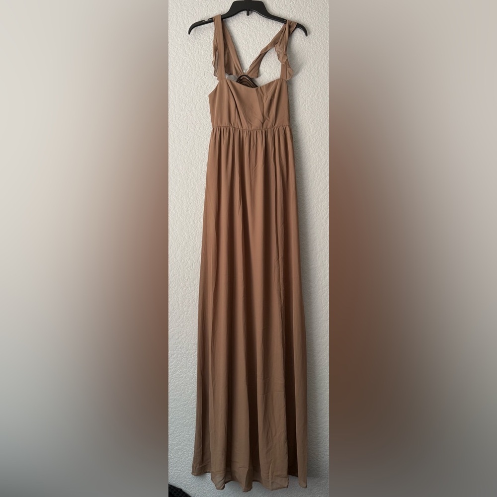 NWT Show Me Your Mumu Emily Empire Maxi Dress Soft Beige Chiffon Size M - Picture 4 of 11